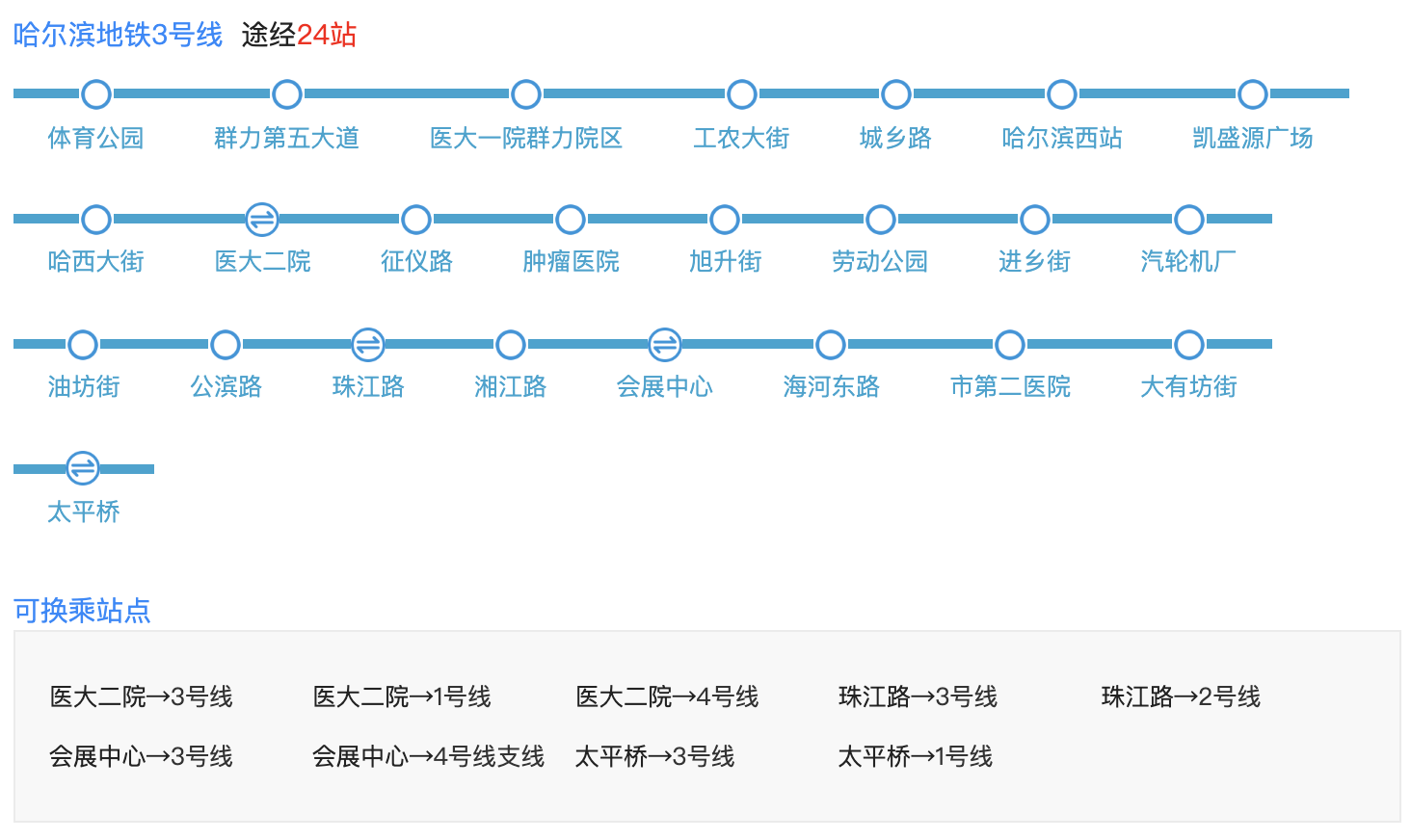 哈尔滨地铁3号线线路图 哈尔滨地铁3号线首末班车运营时间表 第1张